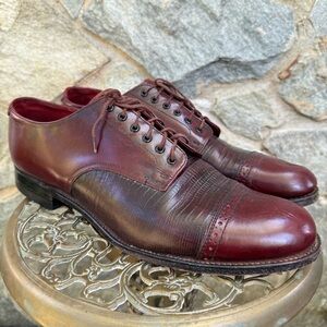 Stacy Adams Vintage Burgundy Oxblood Leather Cap Toe Dress Shoes